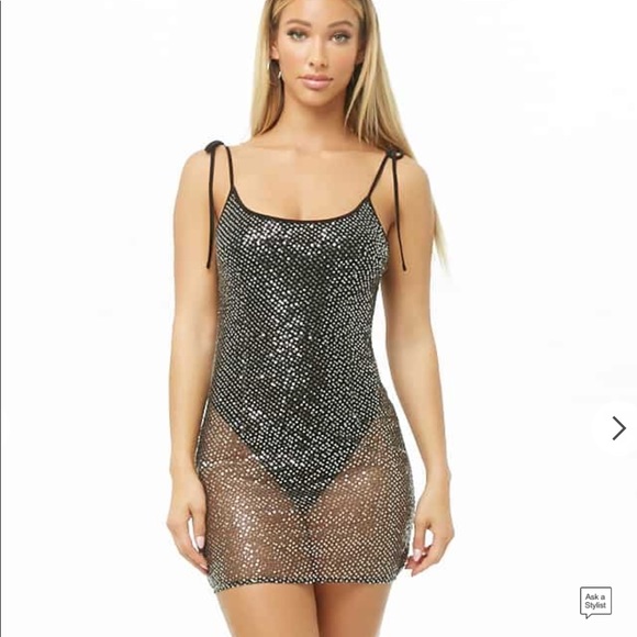NWT Sequin Mesh Mini Dress - Picture 2 of 8